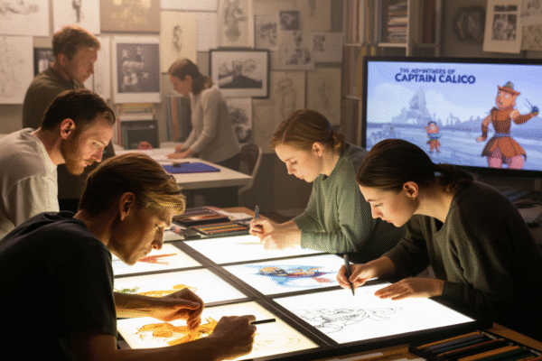 2D animators working on a project