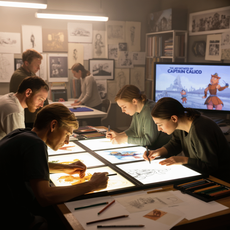 2D animators working on a project