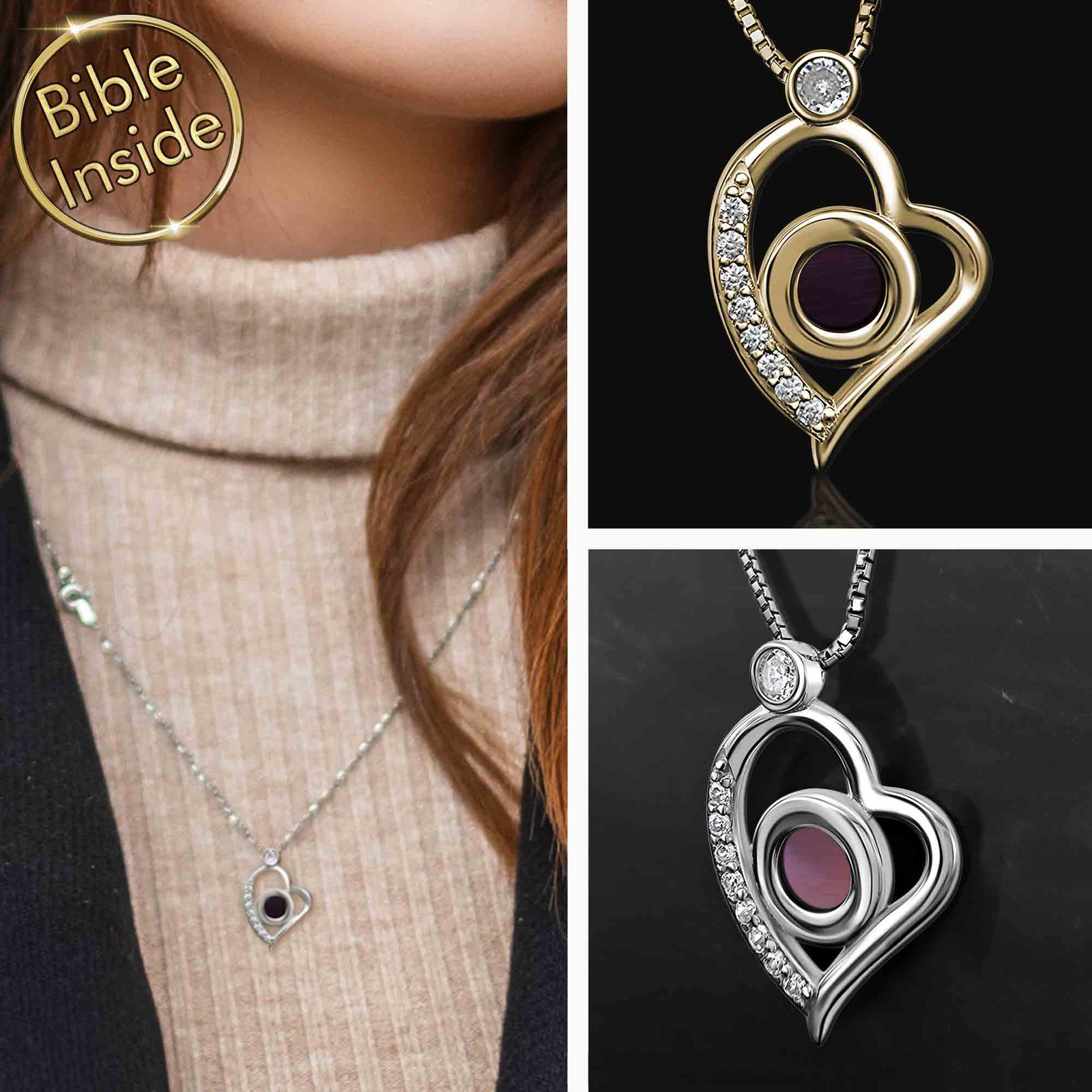 Bible Christmas Gifts Heart Pendant with New Testament Inside - My Nano Jewellery